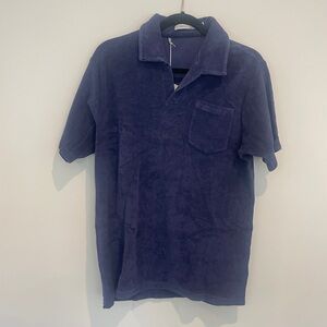 Men's Navy Terry Cloth Polo Shirt